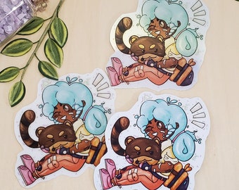 Pegatina e imán Beatrix Lebeau / Slime Rancher Ringtail Slime Video Game Clear Sticker Pegatina holográfica Imán