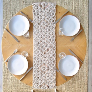 MACRAME PATTERN / Table runner / Table cloth / Table cover / DIY / Pdf / Macrame tutorial / Advanced level / English and French image 2