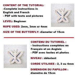 MACRAME PATTERN / Butterfly / Insect / Animal / DIY / Pdf / Macrame tutorial / Beginner level / English and French image 5