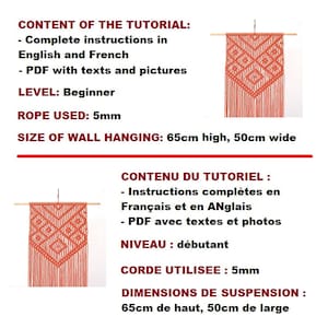 MACRAME PATTERN / Geometric pattern wall hanging / Tapestry / DIY / Pdf tutorial / Beginner level / English and French Bild 8
