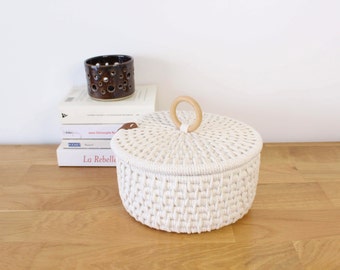 BASKETRY PATTERN / Coiled box / Storage basket / Trinket basket/  / DIY / Pdf / Macrame tutorial / Beginner / English and French