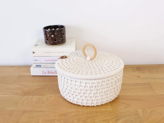 TUTORIEL VANNERIE / Boîte tressé avec couvercle / Panier de rangement / Corbeille vide-poche / Pdf DIY / Débutant / Français et Anglais