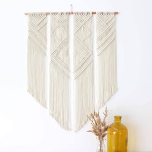 MACRAME PATTERN / 4-panel wall hanging / Geometrical wall decor / DIY / Pdf / Macrame tutorial / Advanced level / English and French