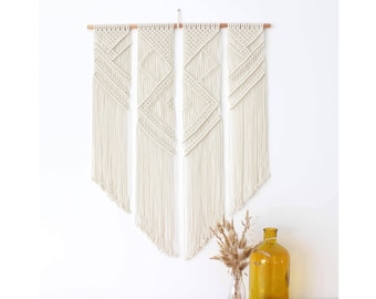 MACRAME PATTERN / 4-panel wall hanging / Geometrical wall decor / DIY / Pdf / Macrame tutorial / Advanced level / English and French