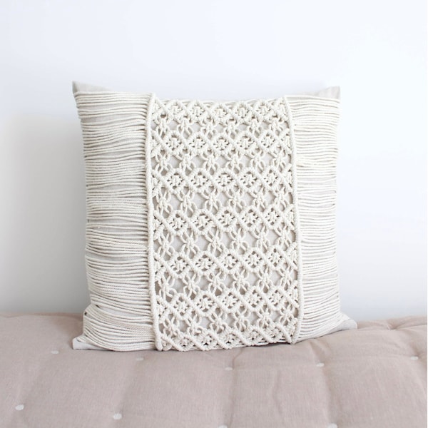 MACRAME PATTERN / Removable cushion cover / Pillow case / DIY / Macrame tutorial / Intermediate level / English and French