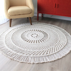 MACRAME PATTERN / Macrame rug tutorial / Round mandala-inspired rug / Bohemian decoration / DIY / English and French