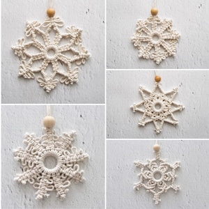 MACRAME PATTERN / 5 snowflakes / 5 stars / Macrame tutorial / Christmas decorations / How to / DIY / Beginner level / English and French