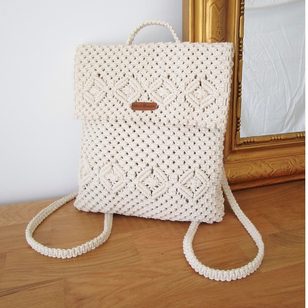 TUTORIEL MACRAMÉ / Sac à dos / Sac à main / Accessoire mode pour femmes / DIY / Pdf / Niveau avancé / Français et Anglais