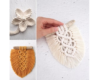 MACRAME PATTERNS / Nature bundle = 2 tutorials / bohemian feather and flower / DIY / Pdf / Macrame tutorials / Beginner / English and French