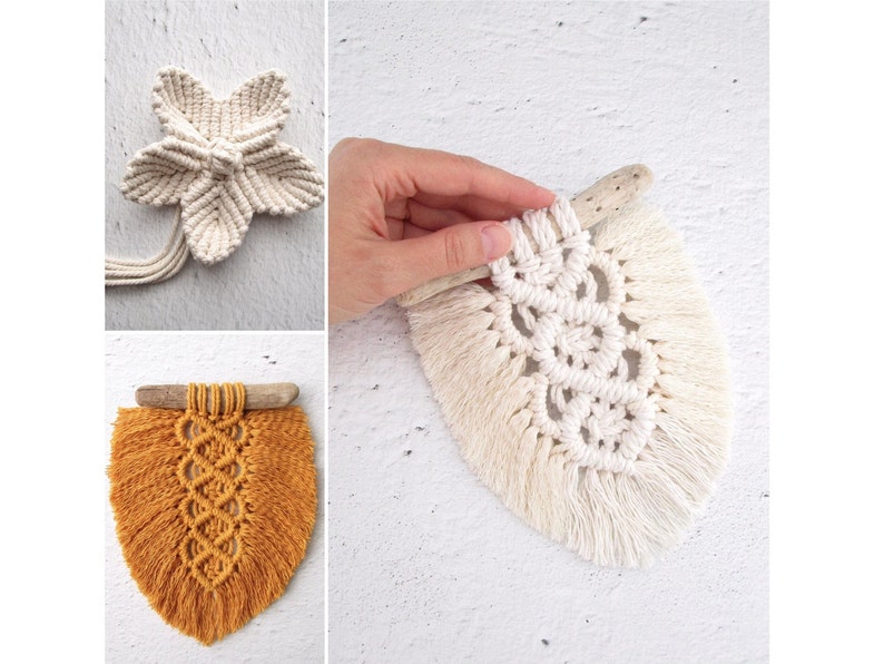 MACRAME PATTERNS / Nature bundle 2 tutorials / bohemian feather and flower / DIY / Pdf / Macrame tutorials / Beginner / English and French image 1