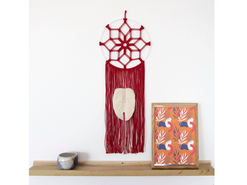 MACRAME PATTERN / Dreamcatcher / Macrame feather / Wall hanging / DIY / Pdf / Macrame tutorial / Beginner level / English and French image 1