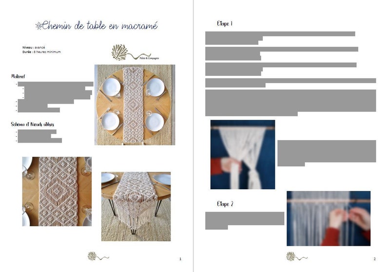 MACRAME PATTERN / Table runner / Table cloth / Table cover / DIY / Pdf / Macrame tutorial / Advanced level / English and French image 5