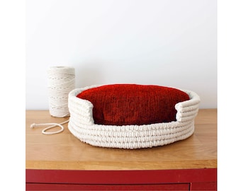 MACRAME PATTERN / Cat basket / Dog basket / Pet bed / DIY / Pdf / Macrame tutorial / Intermediate level / English and French