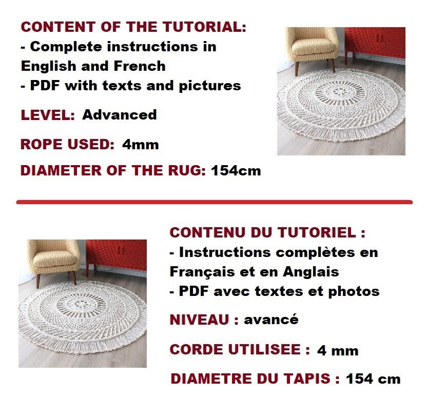 MACRAME PATTERN / Macrame Rug Tutorial / Round Etsy