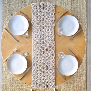 MACRAME PATTERN / Table runner / Table cloth / Table cover / DIY / Pdf / Macrame tutorial / Advanced level / English and French image 1