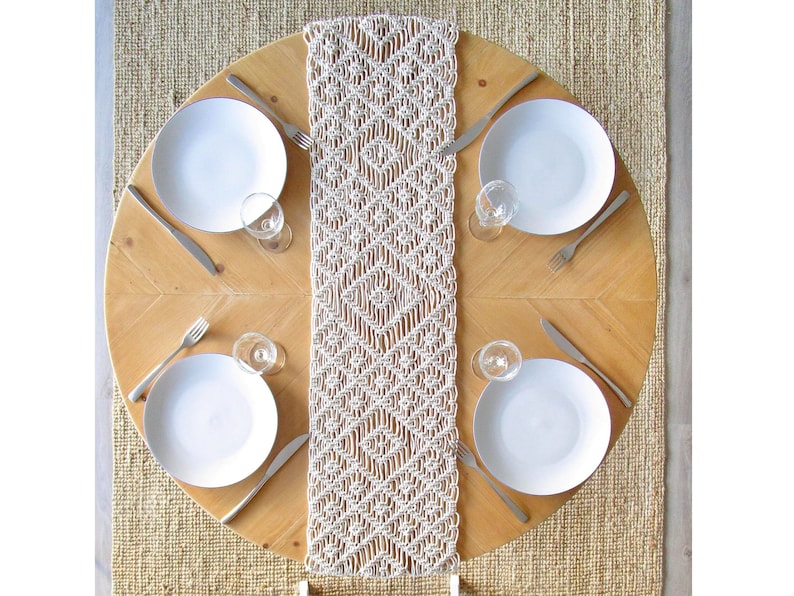 MACRAME PATTERN / Table runner / Table cloth / Table cover / DIY / Pdf / Macrame tutorial / Advanced level / English and French image 1