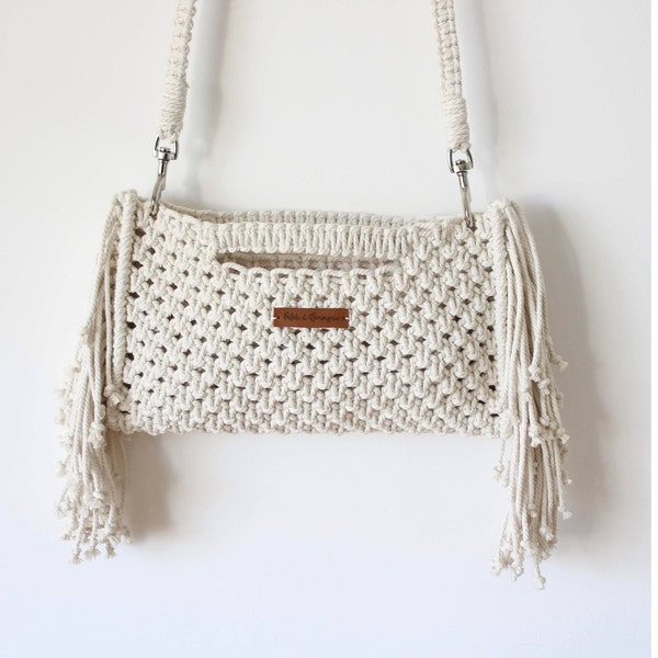 MACRAME PATTERN / Clutch bag with removable shoulder strap / Hand bag / DIY / Macrame tutorial / Beginner level / English and French