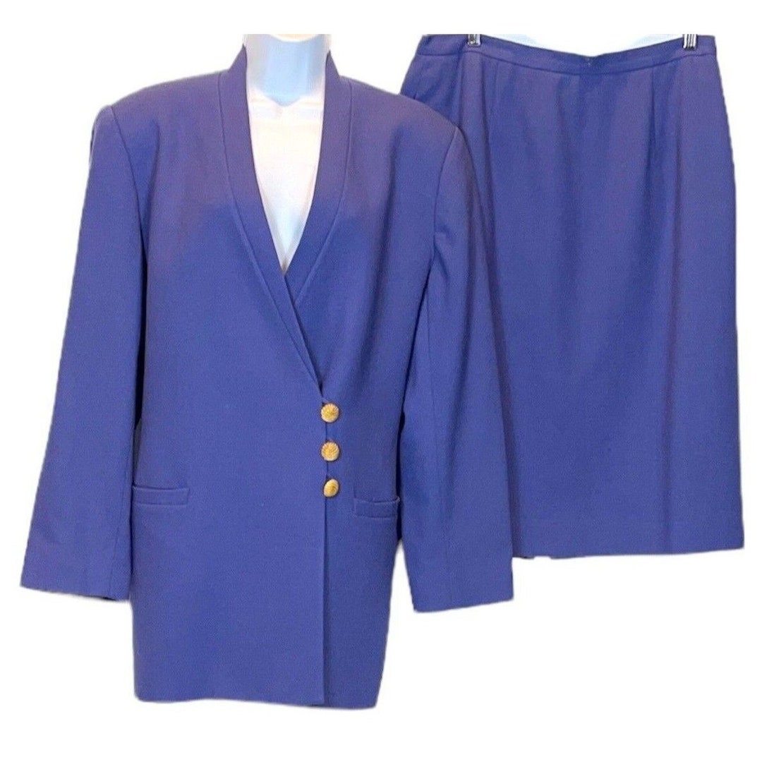 Vintage Saville Women Purple Skirt Blazer Suit Worsted 100% - Etsy