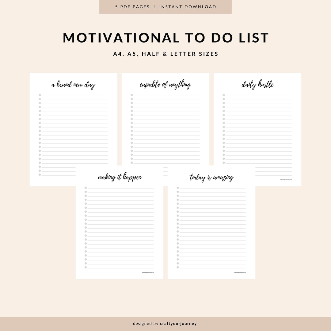 Motivational Planner Motivational Printable to Do List Printable Planner Instant PDF Download A4 ...