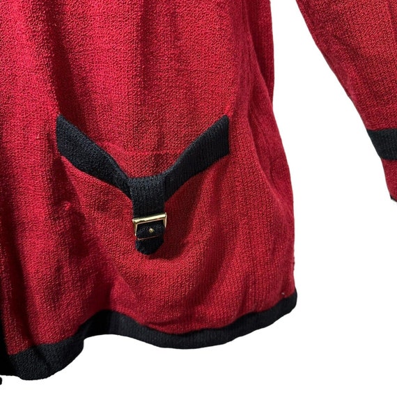 ST. JOHN COLLECTION Jacket Size 8 Red Black Santa… - image 4