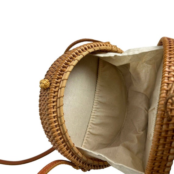 woven wicker Round Rattan Beach Crossbody Purse - image 3