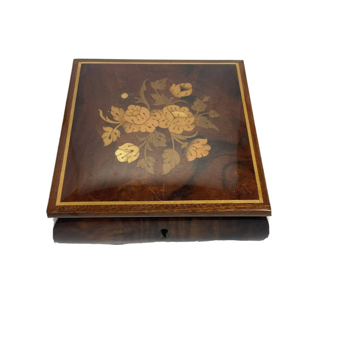 Vintage REUGE Wooden Floral Edelweiss Dark Music Box Italy Etsy