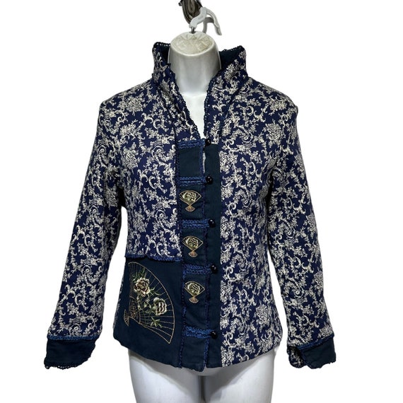 Vintage quilted fan embroidered jacket Hong Kong