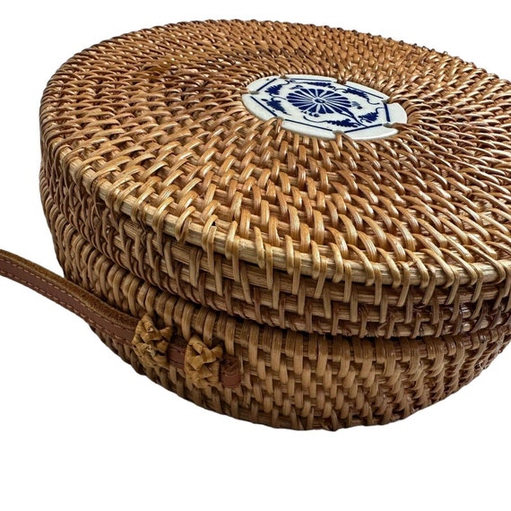 woven wicker Round Rattan Beach Crossbody Purse - image 4