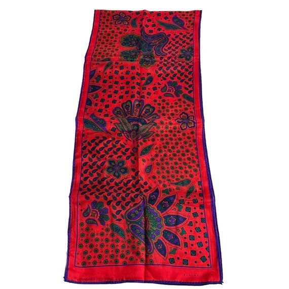 Elaine Gold Designer 100% Silk Scarf XIIX Red Pai… - image 4