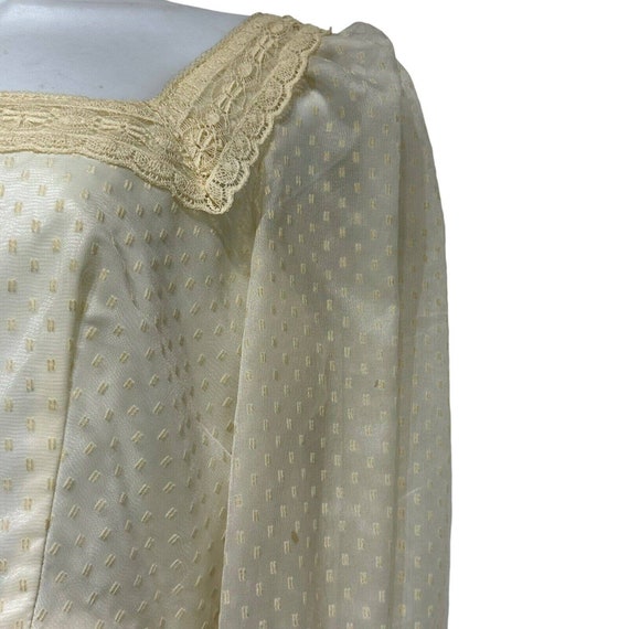 vintage lace swiss dot bell sleeve bohemian dress… - image 4