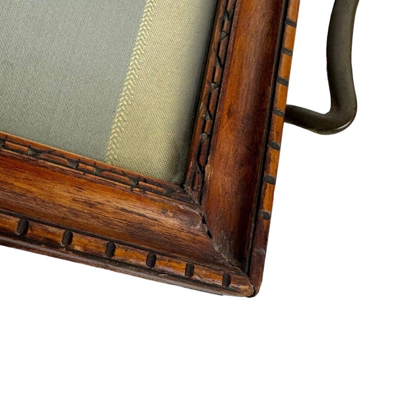 Antique Wooden Tray With Brass Handles Etsy