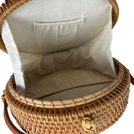 woven wicker Round Rattan Beach Crossbody Purse - image 6