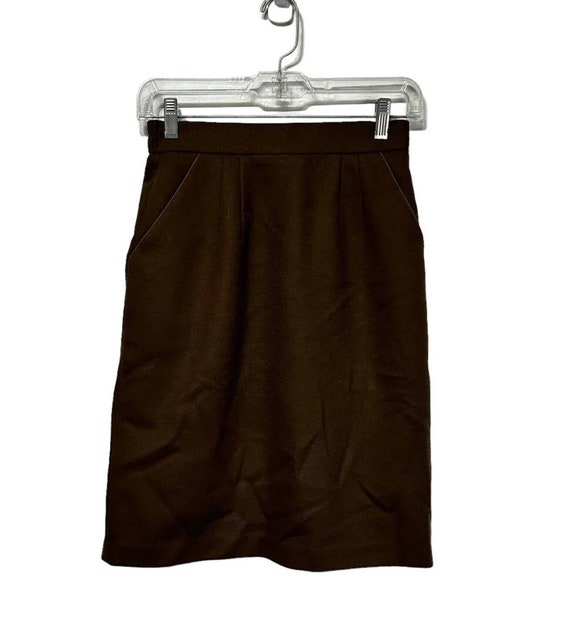 Vintage Ferrari Original Car Design Brown Wool Pencil Skirt Waist