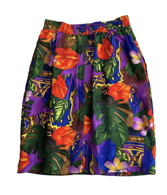 pat argenti silk floral tropical skirt Vintage Siz