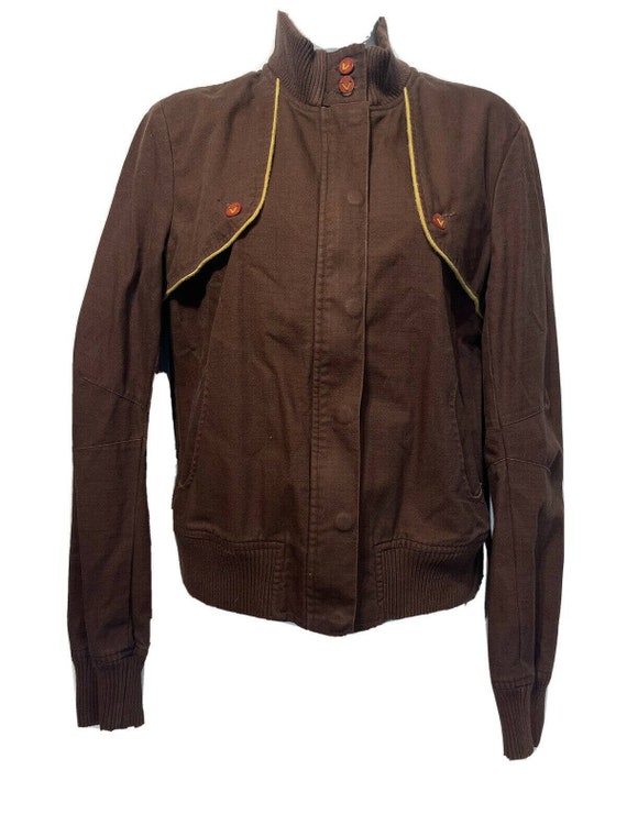 Volcom Gals Brown Zip up Long Sleeve Vintage Paper Boy Streetwear