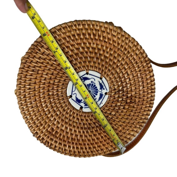 woven wicker Round Rattan Beach Crossbody Purse - image 2