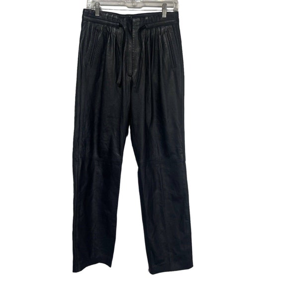 Vintage echtes leder black faux leather pants Siz… - image 1