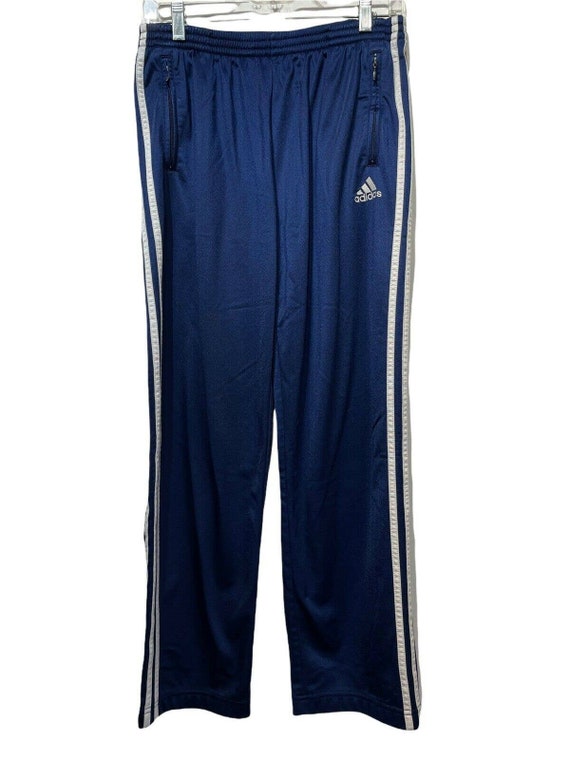 Vintage Adidas Mens Tear Away Pants Size XL Side Snap Warm up Track Blue 