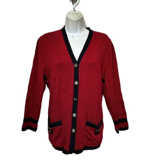 ST. JOHN COLLECTION Jacket Size 8 Red Black Santa… - image 1