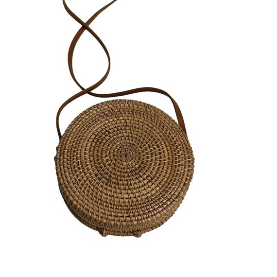 woven wicker Round Rattan Beach Crossbody Purse - image 5