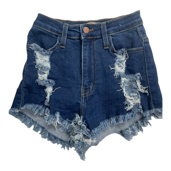 Vibrant MIU High Waisted Cut Off Jeans Short Shorts Size S Distressed