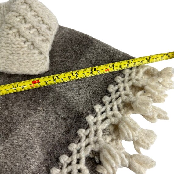 toddler vintage 70s hand knit fringe poncho with … - image 7