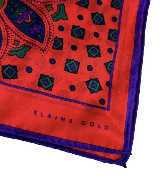 Elaine Gold Designer 100% Silk Scarf XIIX Red Pai… - image 2