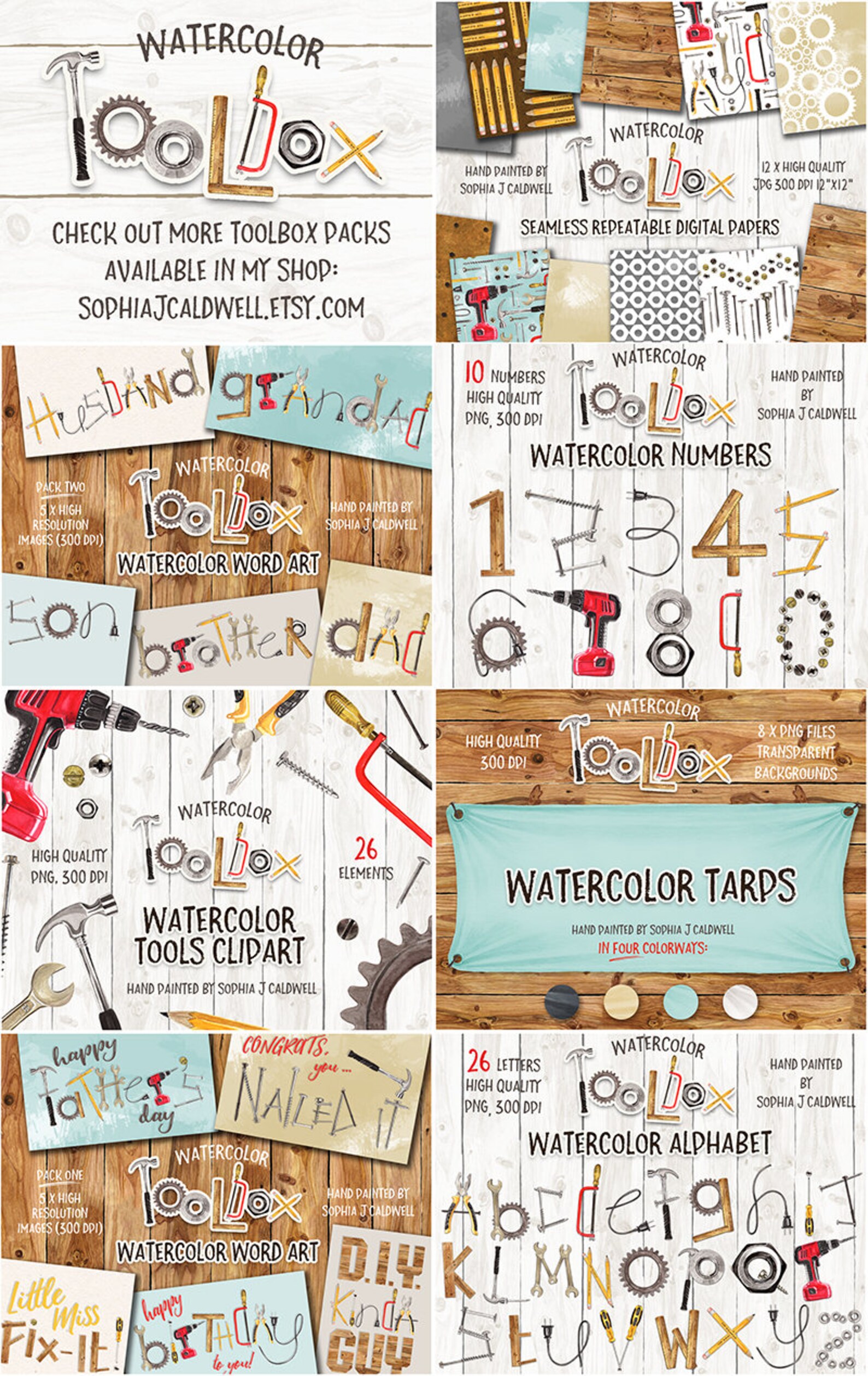 Watercolor Wood Clipart, Digital Elements, Wood Digital Paper, Clip Art ...