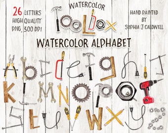 alphabet clipart watercolor tool clipart name letters etsy