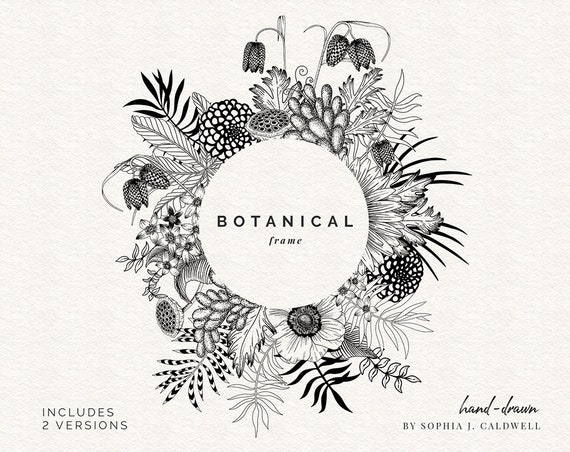 Round Digital Frame Clipart Digital Border Frame Png Floral Etsy