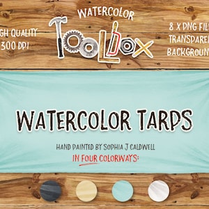 Fundo aquarela, conjunto de clipart de banner digital, uso comercial OK, download para impressão, arte pintada à mão, berçário masculino, carpintaria