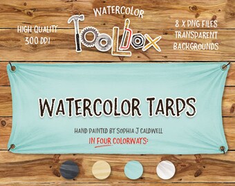 Watercolor Background, Digital Banner Clipart Set, Commercial Use OK, Printable Download, Hand Painted Art, Men Boy Nursery, Woodworking