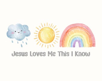 Jésus m'aime PNG : motif chrétien pour enfants (téléchargement numérique)