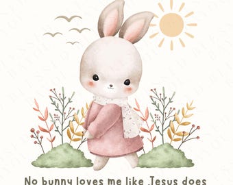 Christian Easter Bunny PNG: Children's Affirmation Design (Digital Download)